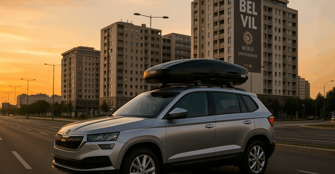 Automobil sa krovnim koferom pored mora – saveti za pakovanje krovnog kofera