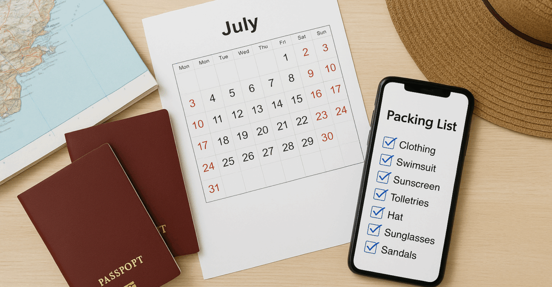 Automobil sa krovnim koferom na letovanju u Grčkoj pored mora